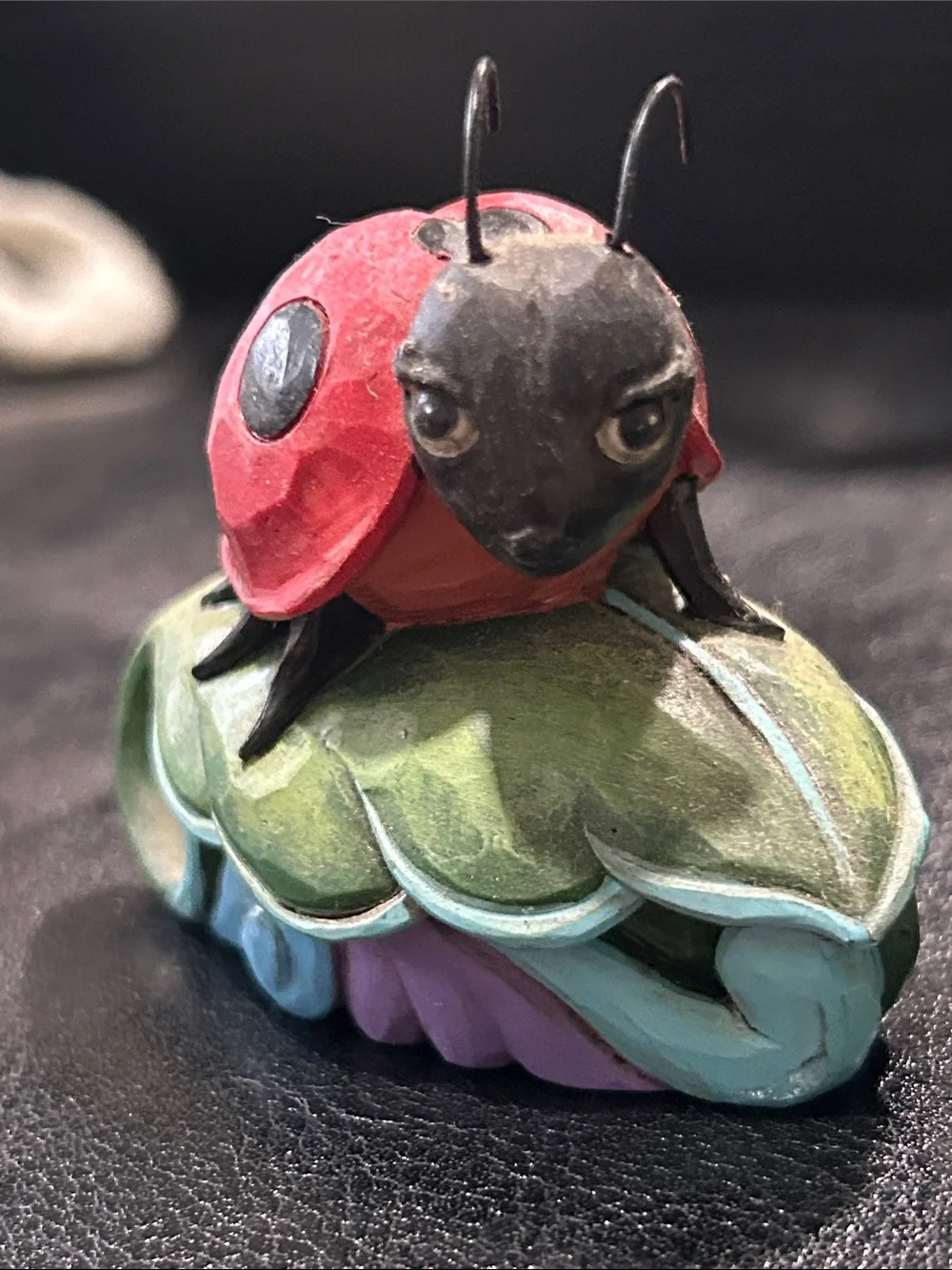 Jim Shore Red and Black Ladybug on Multicolor Leaf Figurine